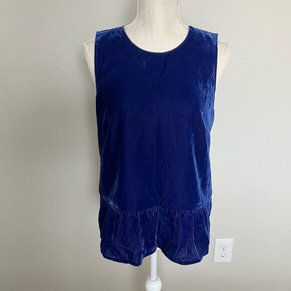 J. Crew Velvety Blue Sleevless Top Size 4 - Picture 1 of 7